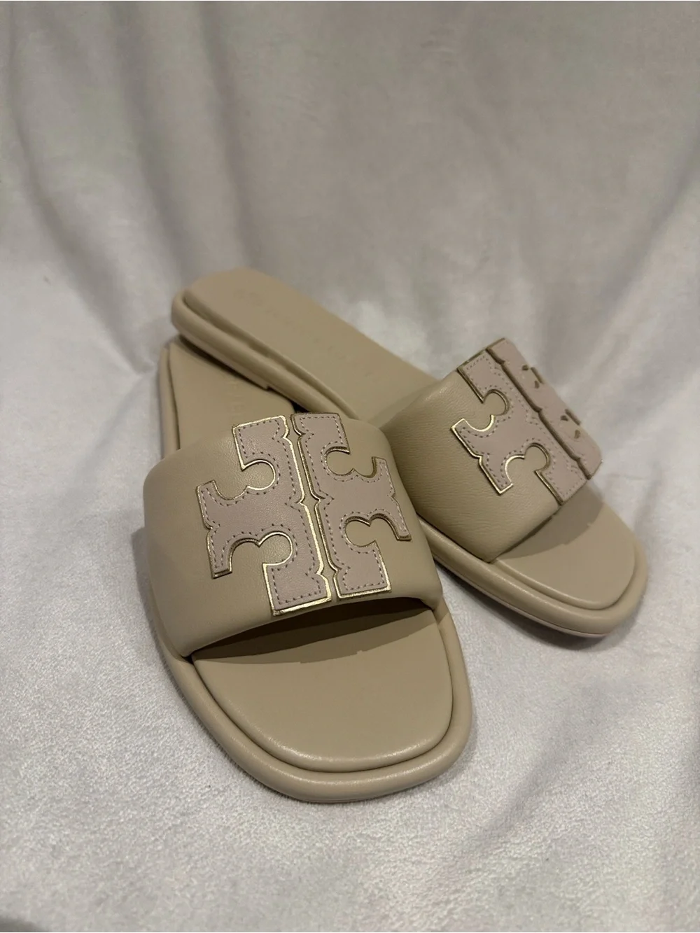Tory Burch double T leather sport slide sandal